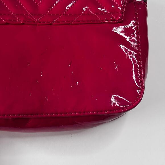 Big Buddha Hot Pink Patent Leather Quilted Purse Short & Long Chain AS IS - Picture 6 of 15